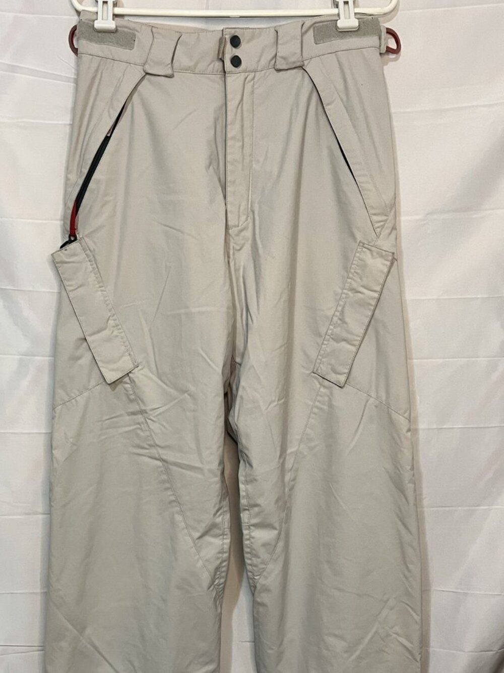 K2 Snow Pants Mens Small Snowboard Ski Pants White Ventilated Lined Cargo Y2K